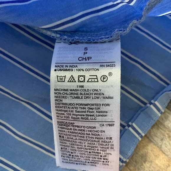 GAP blue striped off the shoulder blouse S - Picture 4 of 6